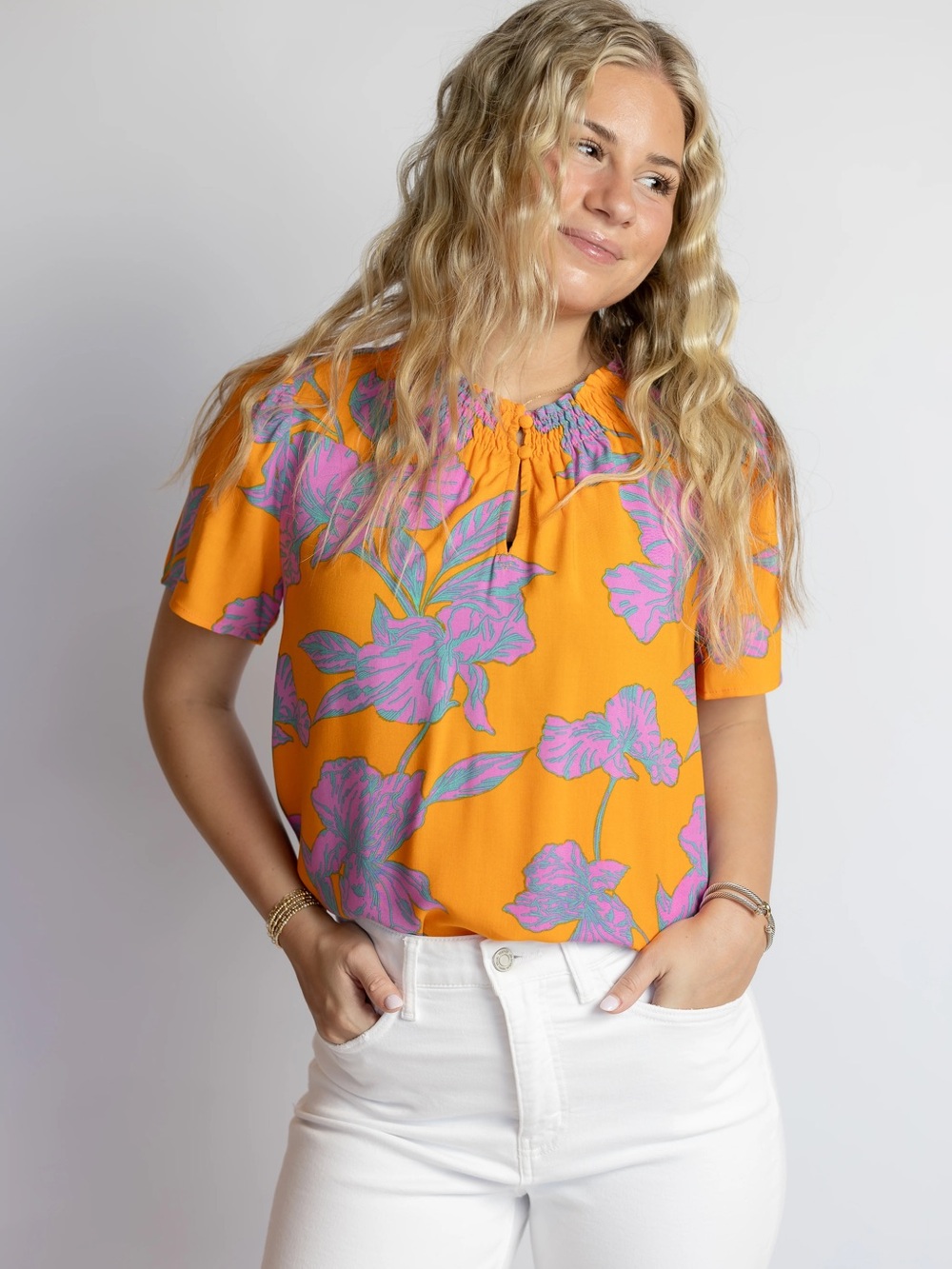 Regine Smocked Floral Top